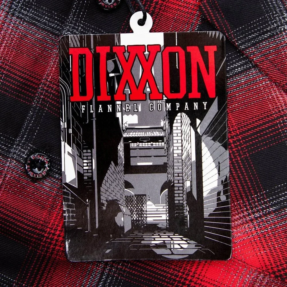 Dixxon Fairview Red Black Plaid Flannel Long Sleeve Shirt - Picture 9 of 10